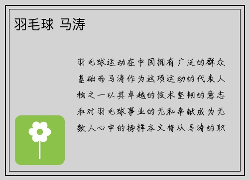 羽毛球 马涛