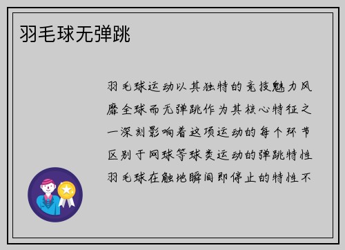 羽毛球无弹跳